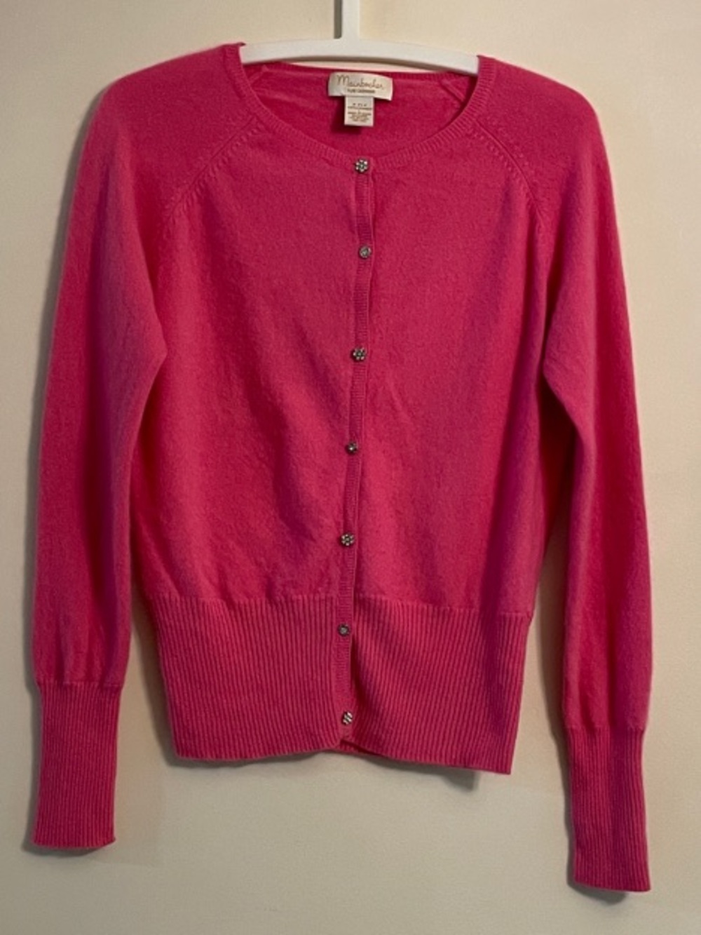 Mainbocher Pure Cashmere Pink Cardigan Size L